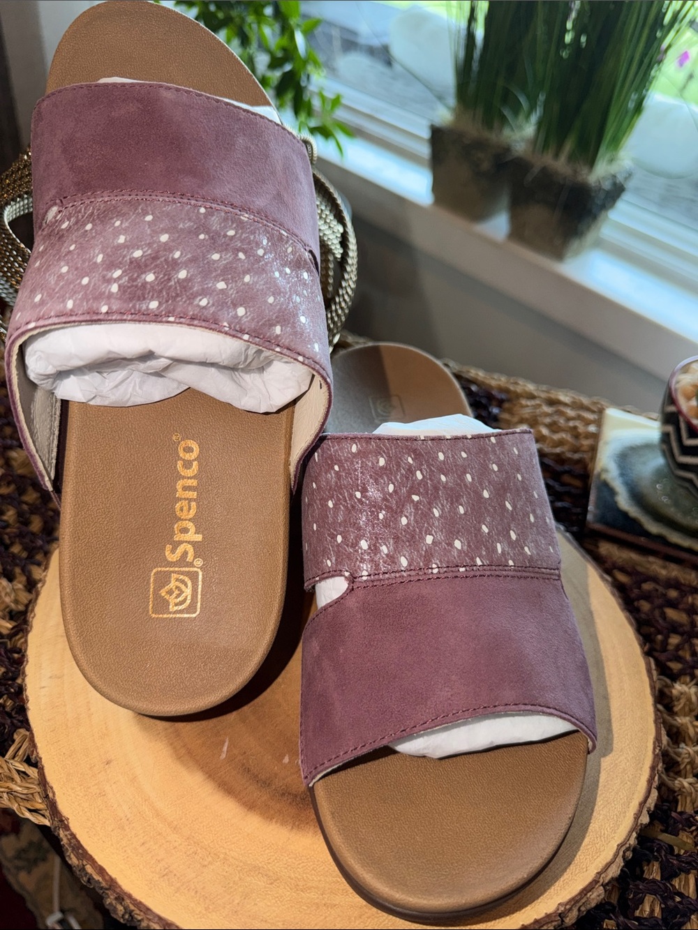 Spenco Women’s Mauve Suede Slide Sandals